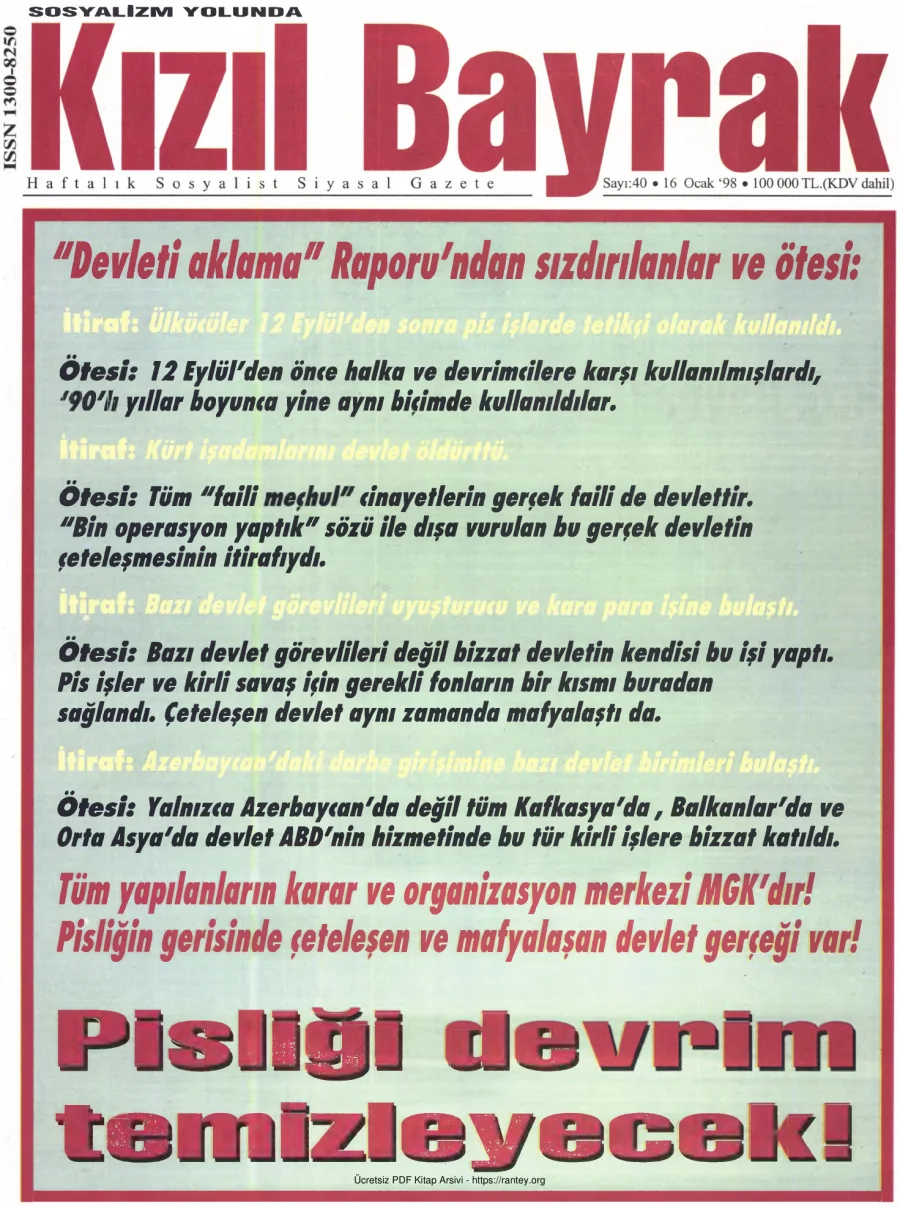 Kızılbayrak Yıl 1998 Sayı 03 16 Ocak kapak görseli