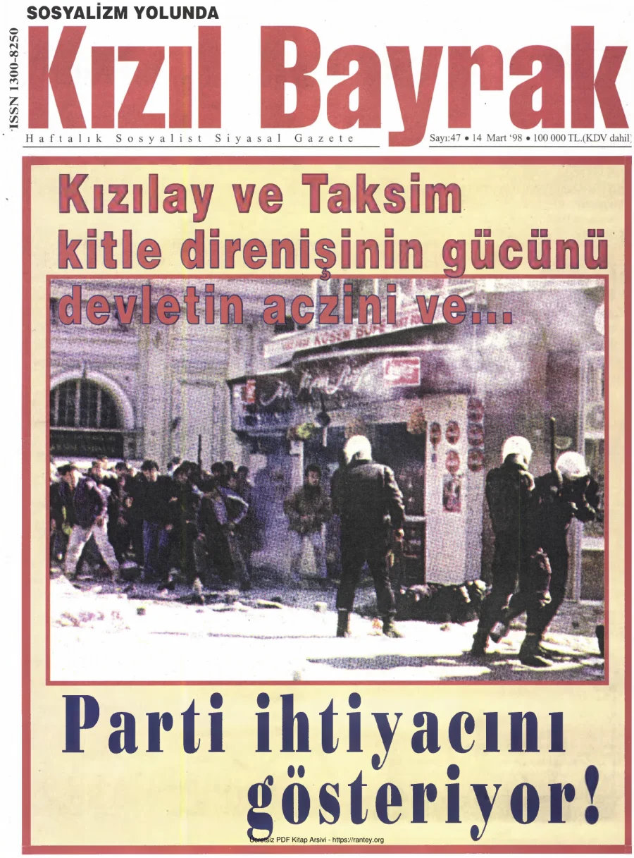 Kızılbayrak Yıl 1998 Sayı 10 14 Mart kapak görseli