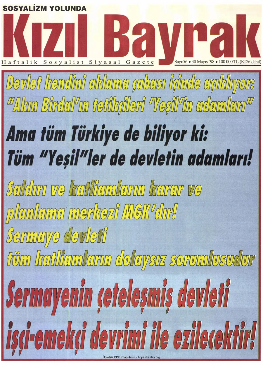 Kızılbayrak Yıl 1998 Sayı 19 30 Mayıs kapak görseli