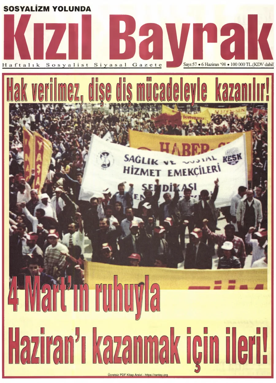Kızılbayrak Yıl 1998 Sayı 20 6 Haziran kapak görseli