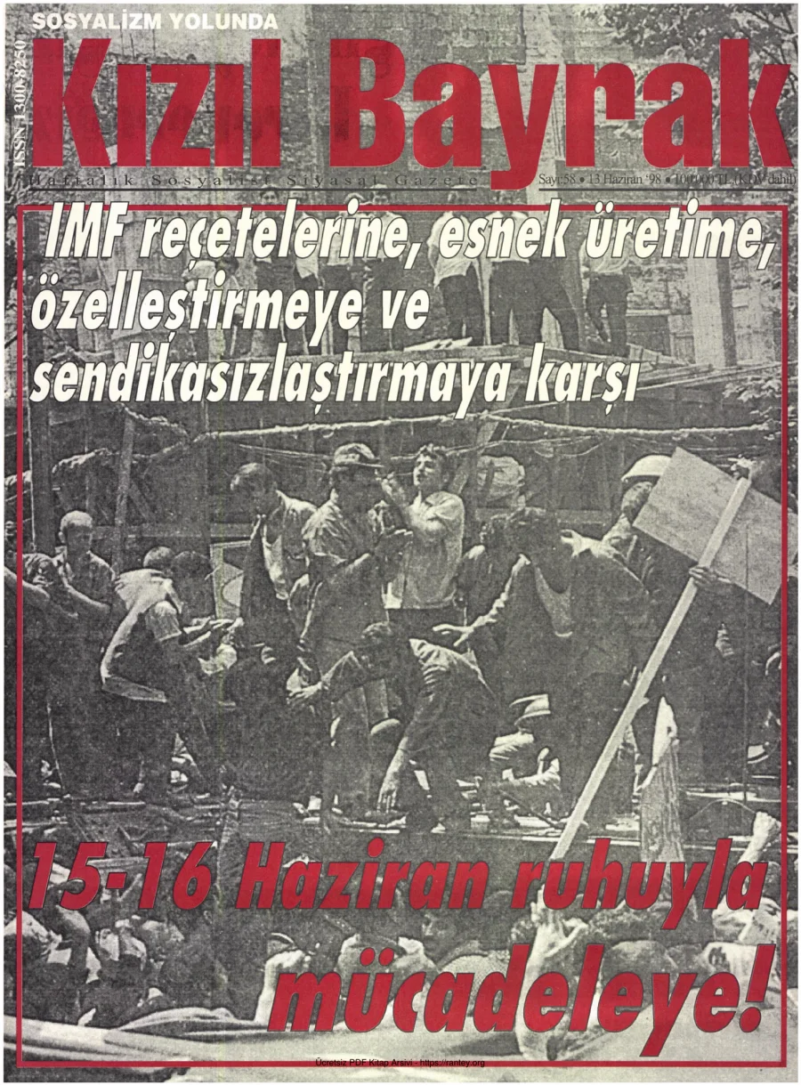 Kızılbayrak Yıl 1998 Sayı 21 13 Haziran kapak görseli