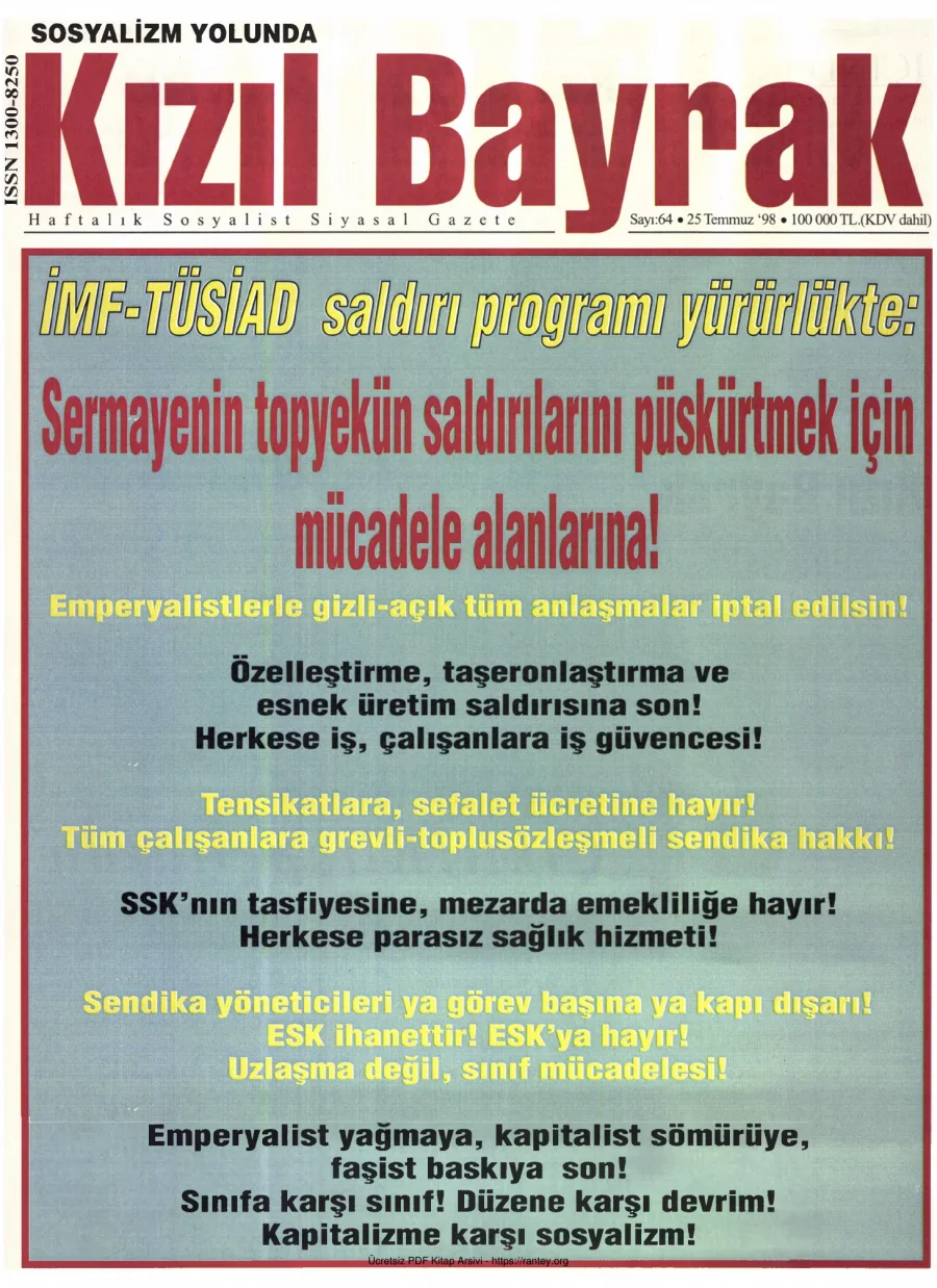 Kızılbayrak Yıl 1998 Sayı 27 25 Temmuz kapak görseli