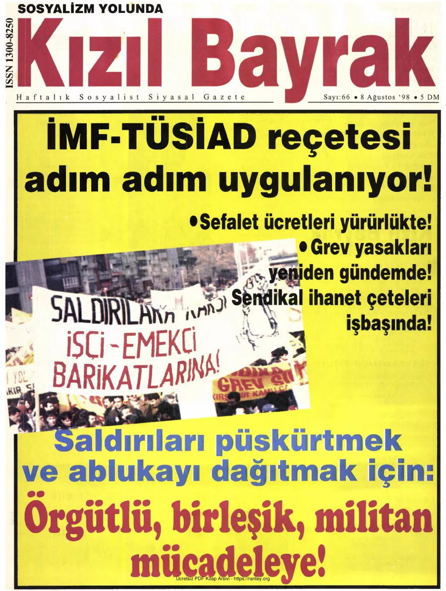 Kızılbayrak Yıl 1998 Sayı 29 8 Ağustos kapak görseli