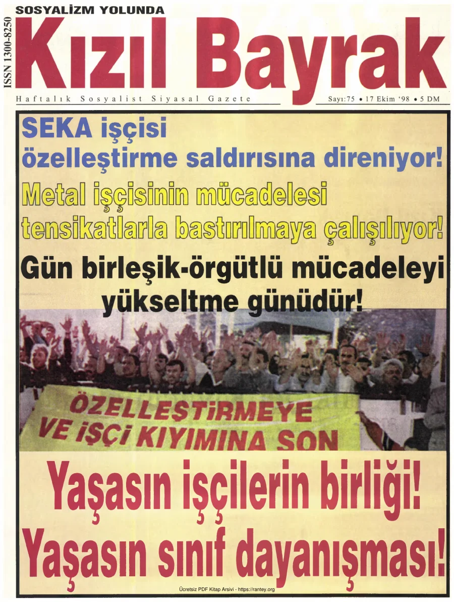 Kızılbayrak Yıl 1998 Sayı 38 17 Ekim kapak görseli