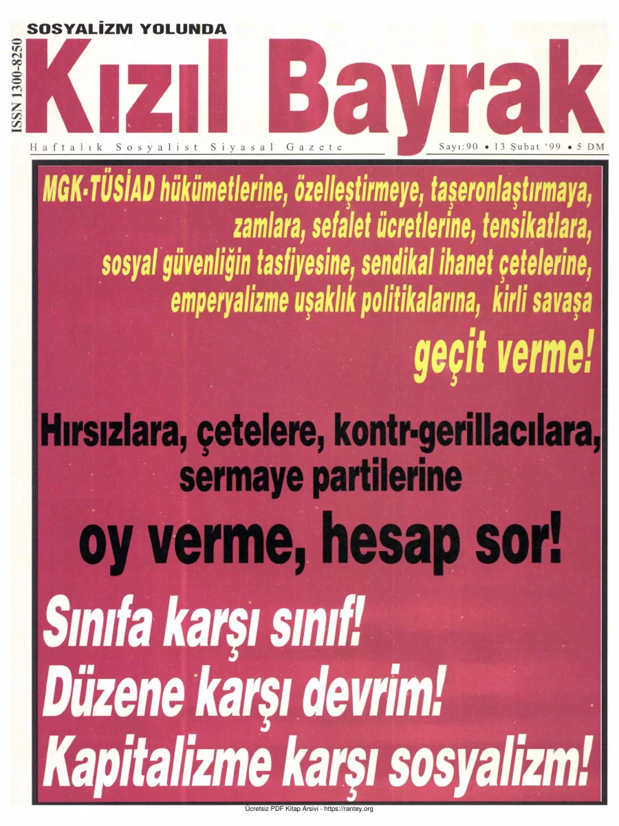 Kızılbayrak Yıl 1999 Sayı 05 13 Şubat kapak görseli