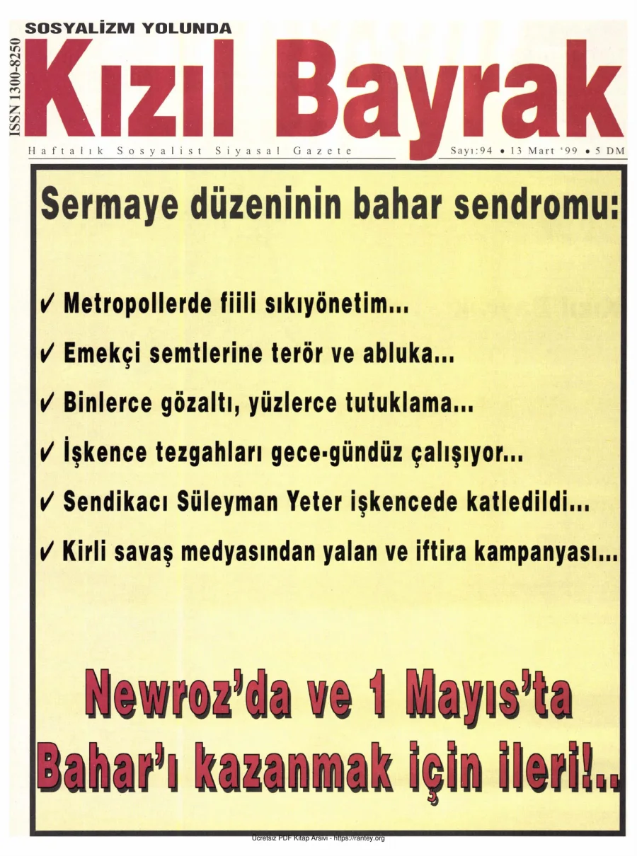 Kızılbayrak Yıl 1999 Sayı 09 13 Mart kapak görseli