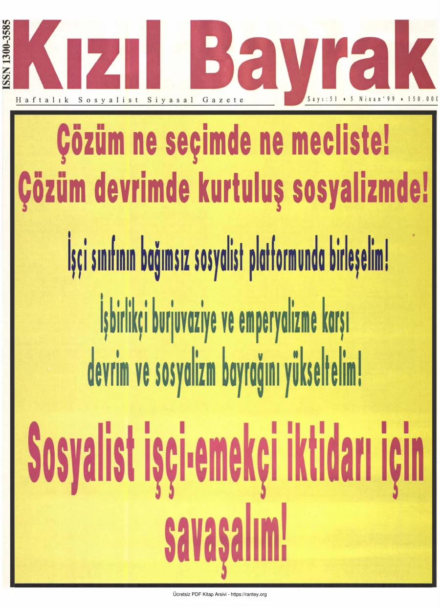 Kızılbayrak Yıl 1999 Sayı 12 5 Nisan kapak görseli