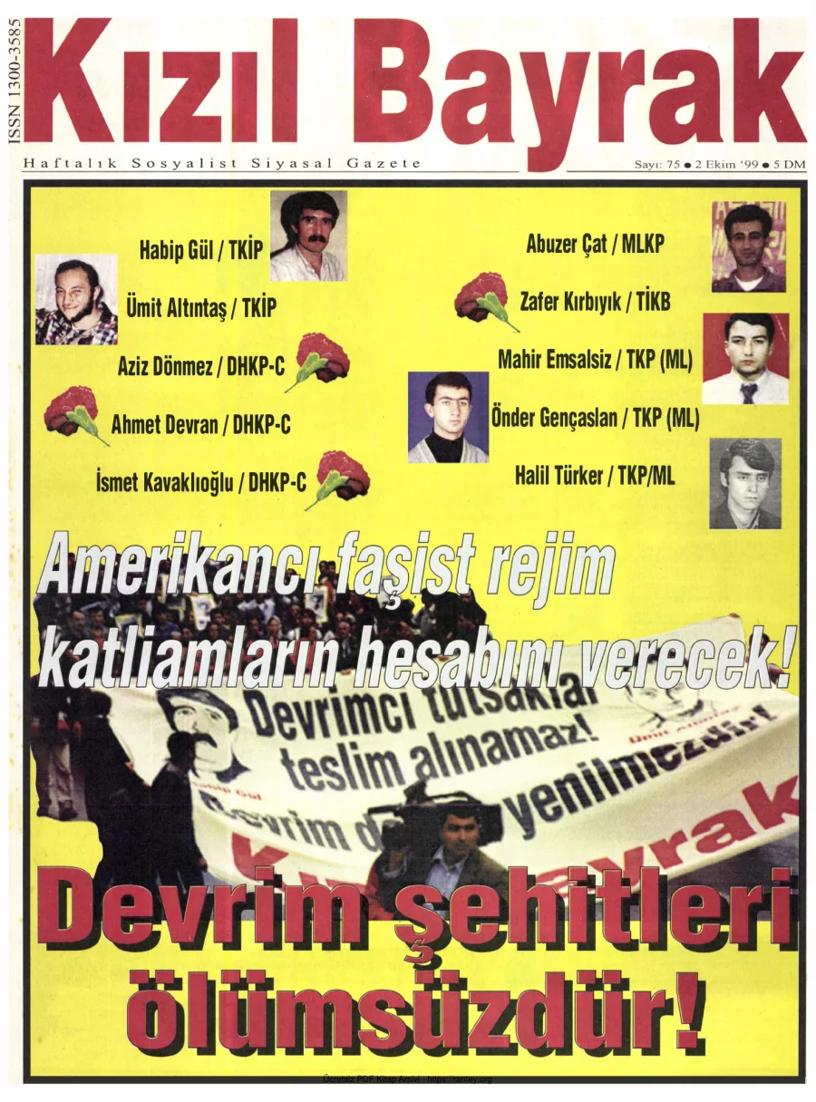 Kızılbayrak Yıl 1999 Sayı 37 2 Ekim kapak görseli