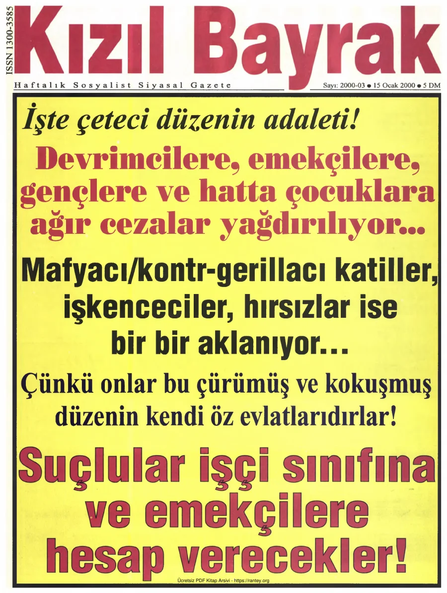 Kızılbayrak Yıl 2000 Sayı 03 15 Ocak kapak görseli
