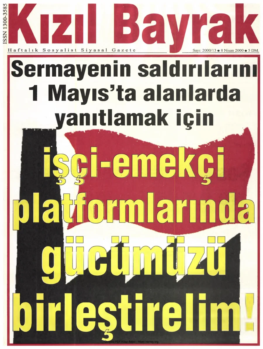 Kızılbayrak Yıl 2000 Sayı 13 8 Nisan kapak görseli