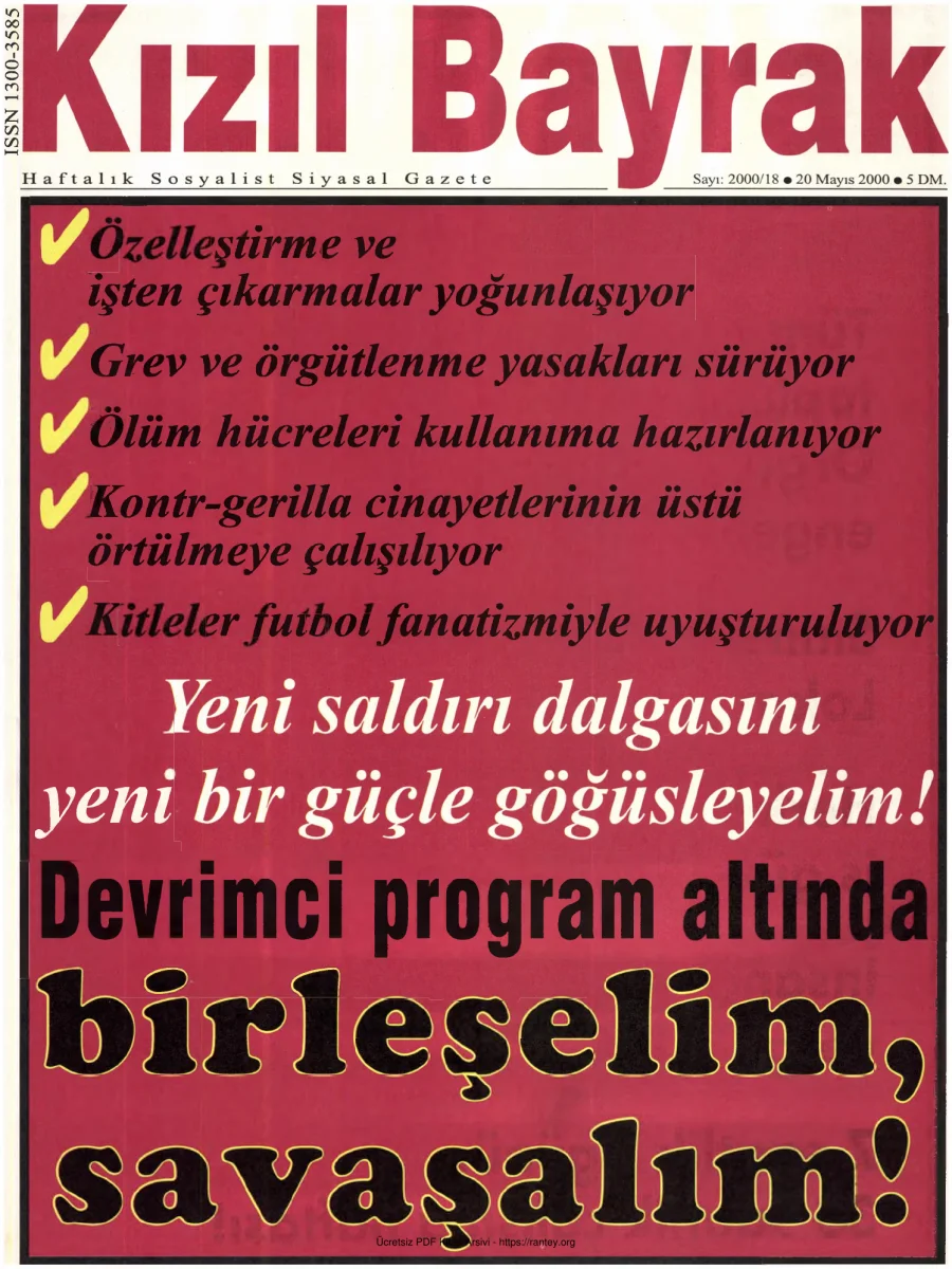 Kızılbayrak Yıl 2000 Sayı 18 20 Mayıs kapak görseli