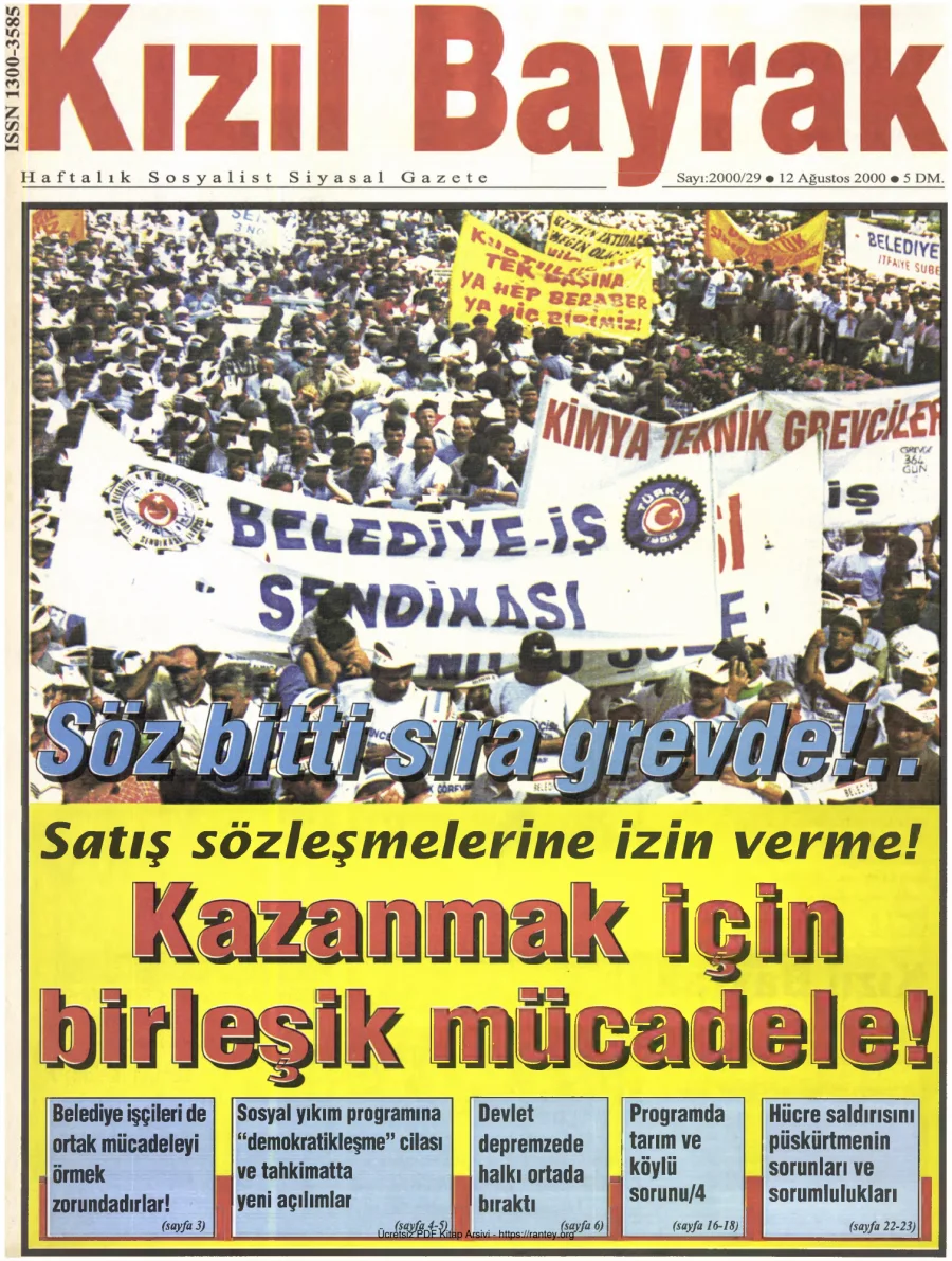 Kızılbayrak Yıl 2000 Sayı 29 12 Ağustos kapak görseli