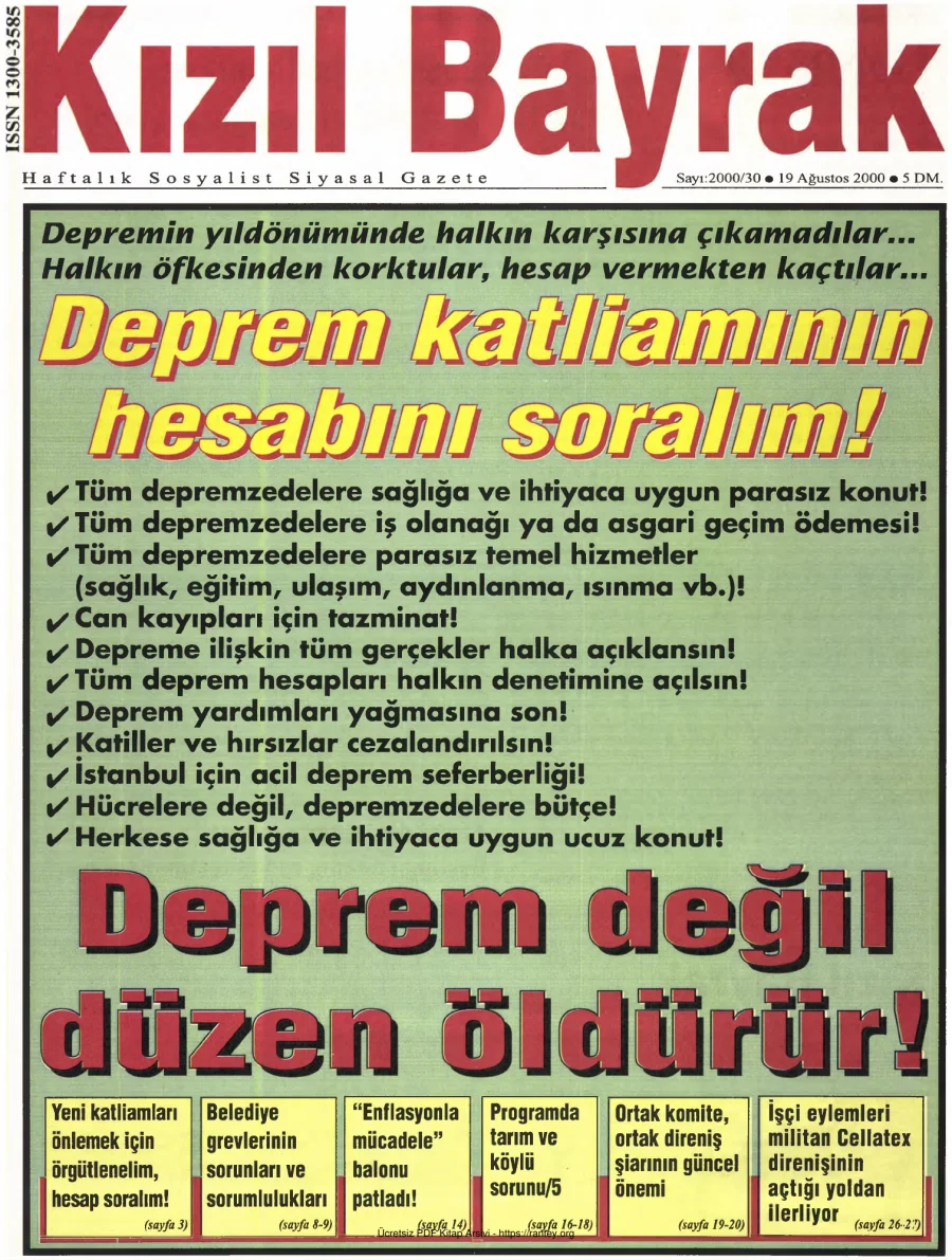 Kızılbayrak Yıl 2000 Sayı 30 19 Ağustos kapak görseli