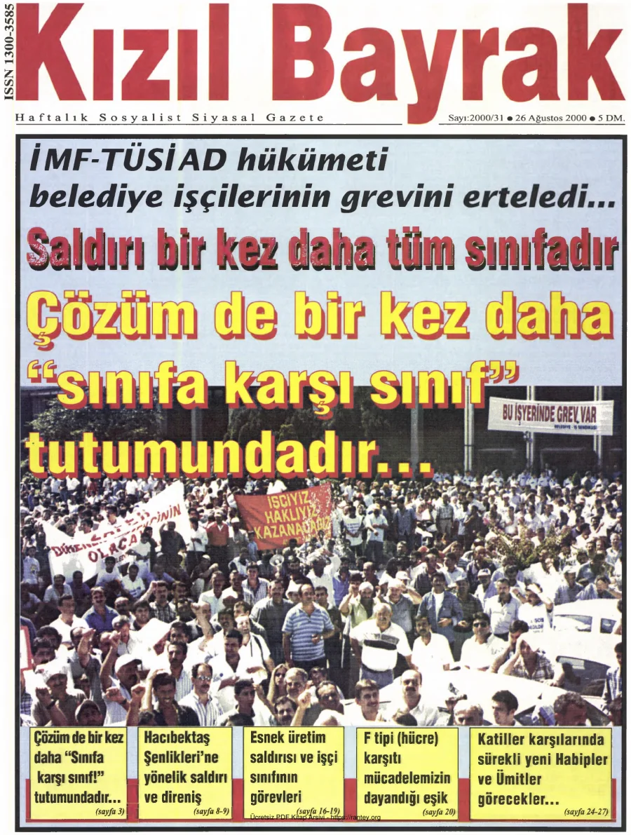 Kızılbayrak Yıl 2000 Sayı 31 26 Ağustos kapak görseli