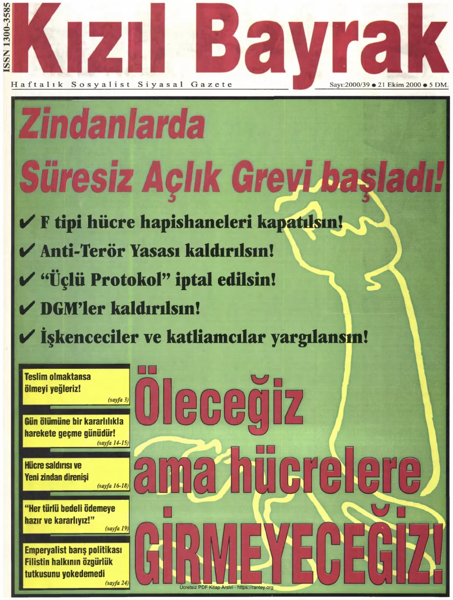 Kızılbayrak Yıl 2000 Sayı 39 21 Ekim kapak görseli