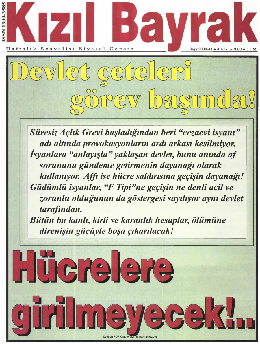 Kızılbayrak Yıl 2000 Sayı 41 4 Kasım kapak görseli