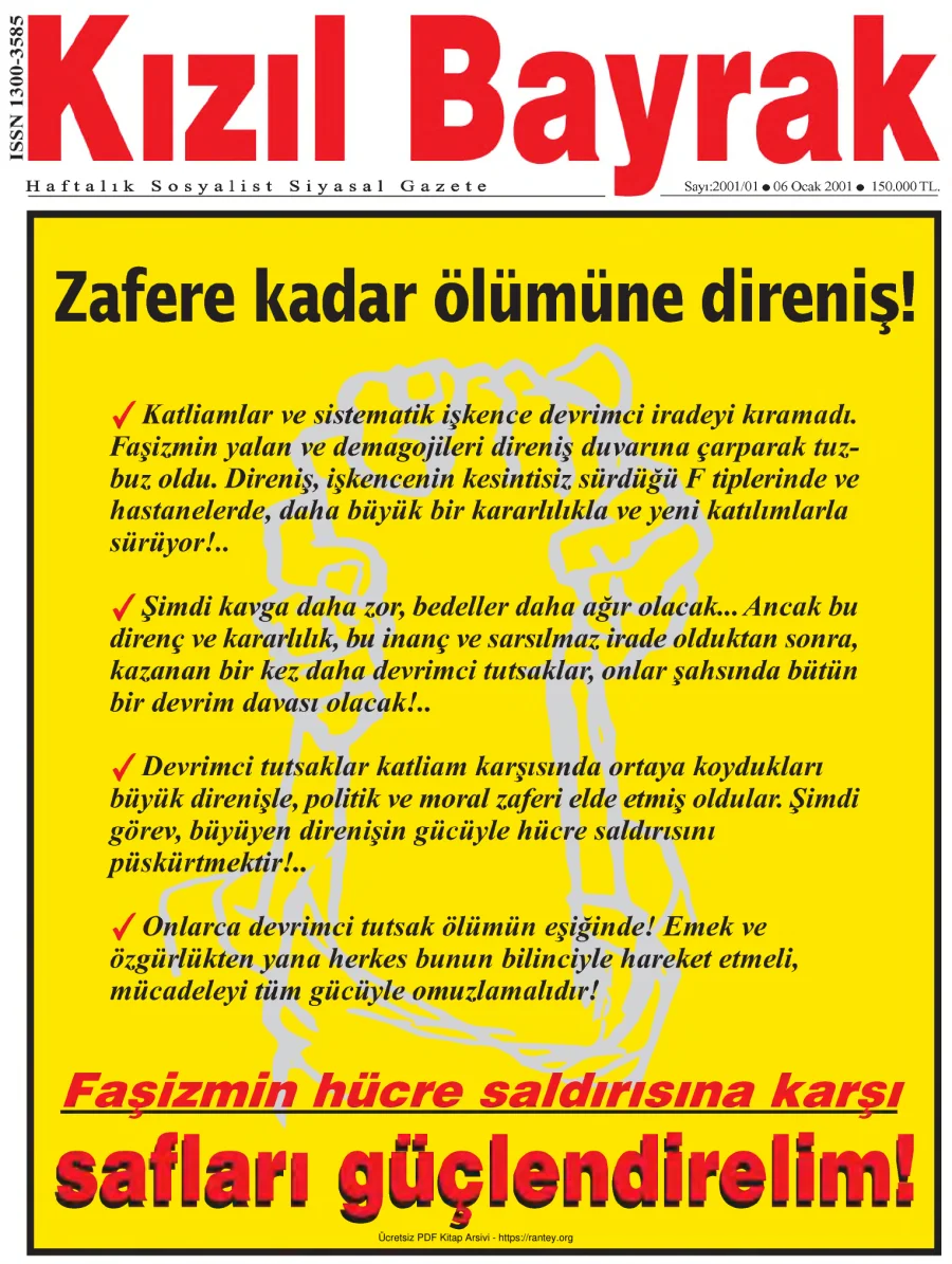 Kızılbayrak Yıl 2001 Sayı 01 6 Ocak kapak görseli