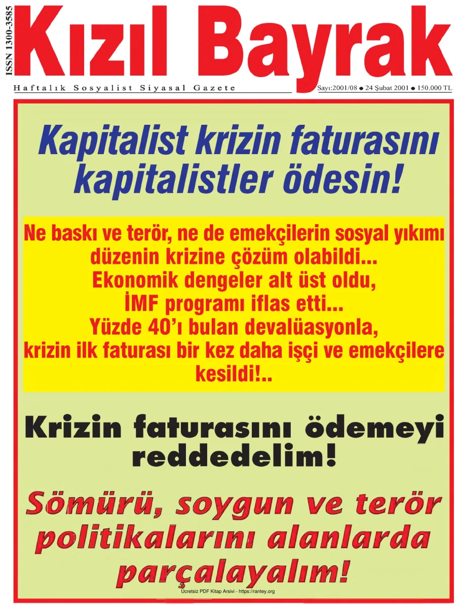 Kızılbayrak Yıl 2001 Sayı 08 24 Şubat kapak görseli
