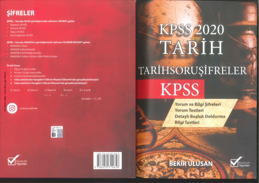 KPSS 2020 TARİH ŞİFRELER BEKİR ULUSAM KAZANCIM YAYINLARI kapak görseli