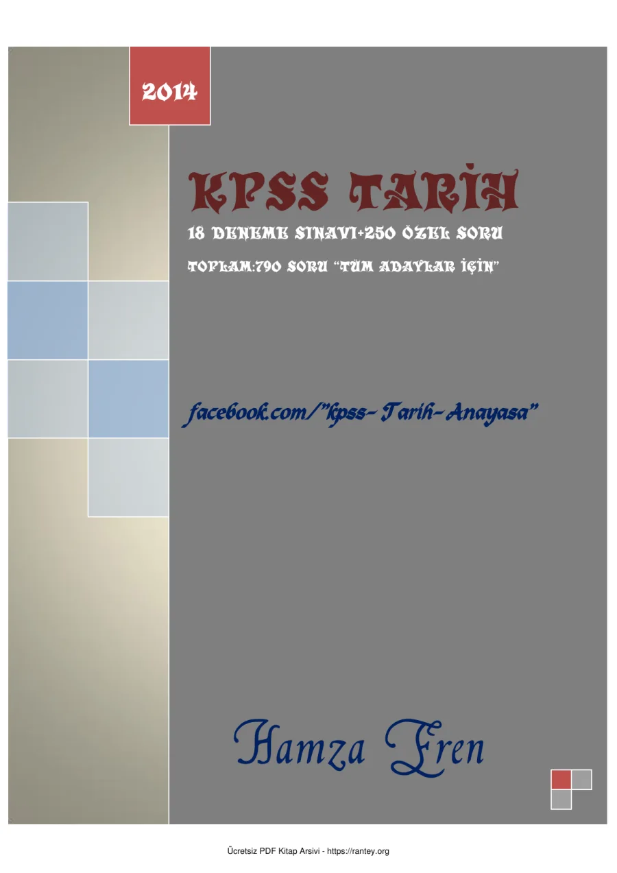 KPSS TARİH 18 DENEME 250 ÖZEL SORU HAMZA EREN kapak görseli