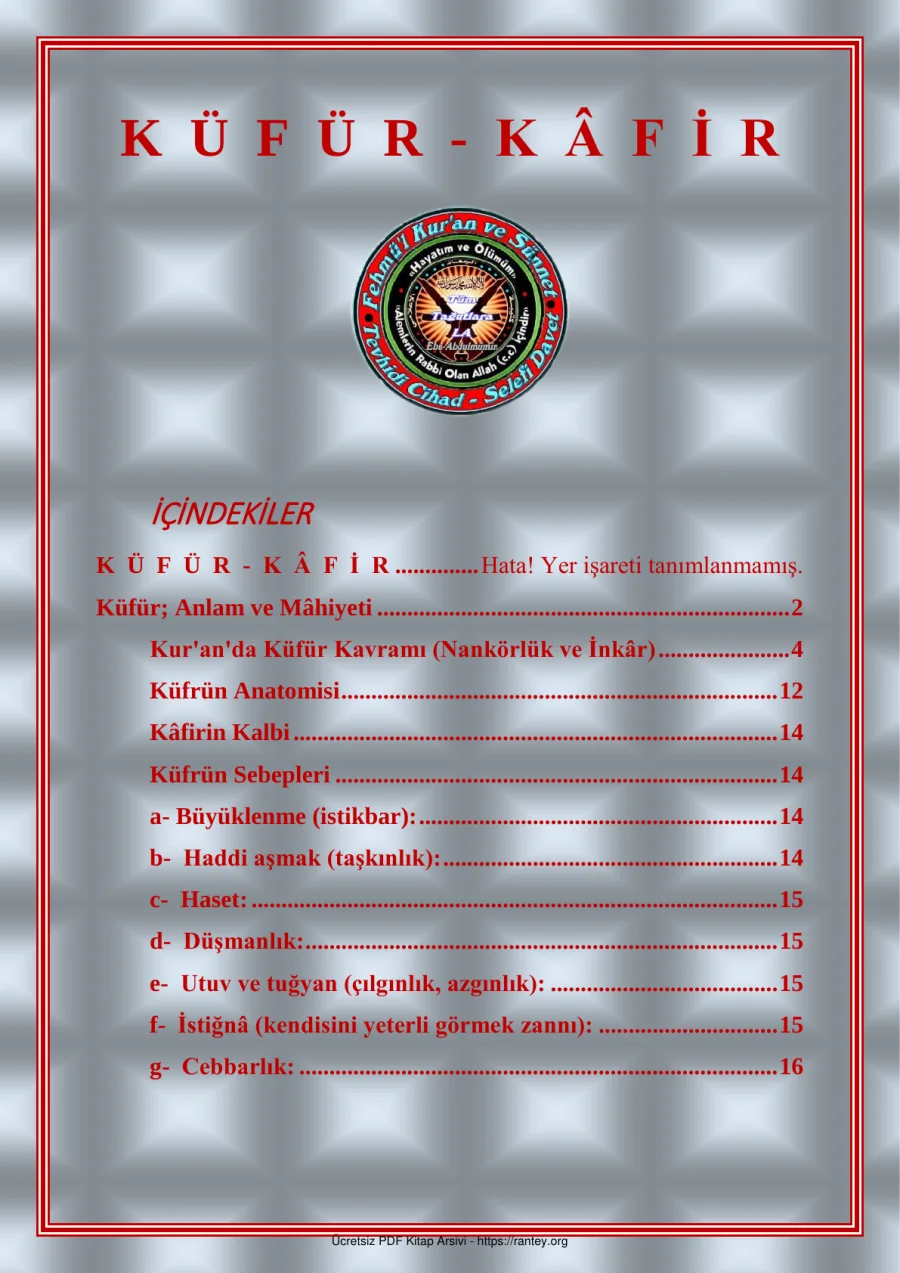 KÜFÜR KFİR KAVRAMI Ebu Abdulmumin Tekin Mıhçı kapak görseli