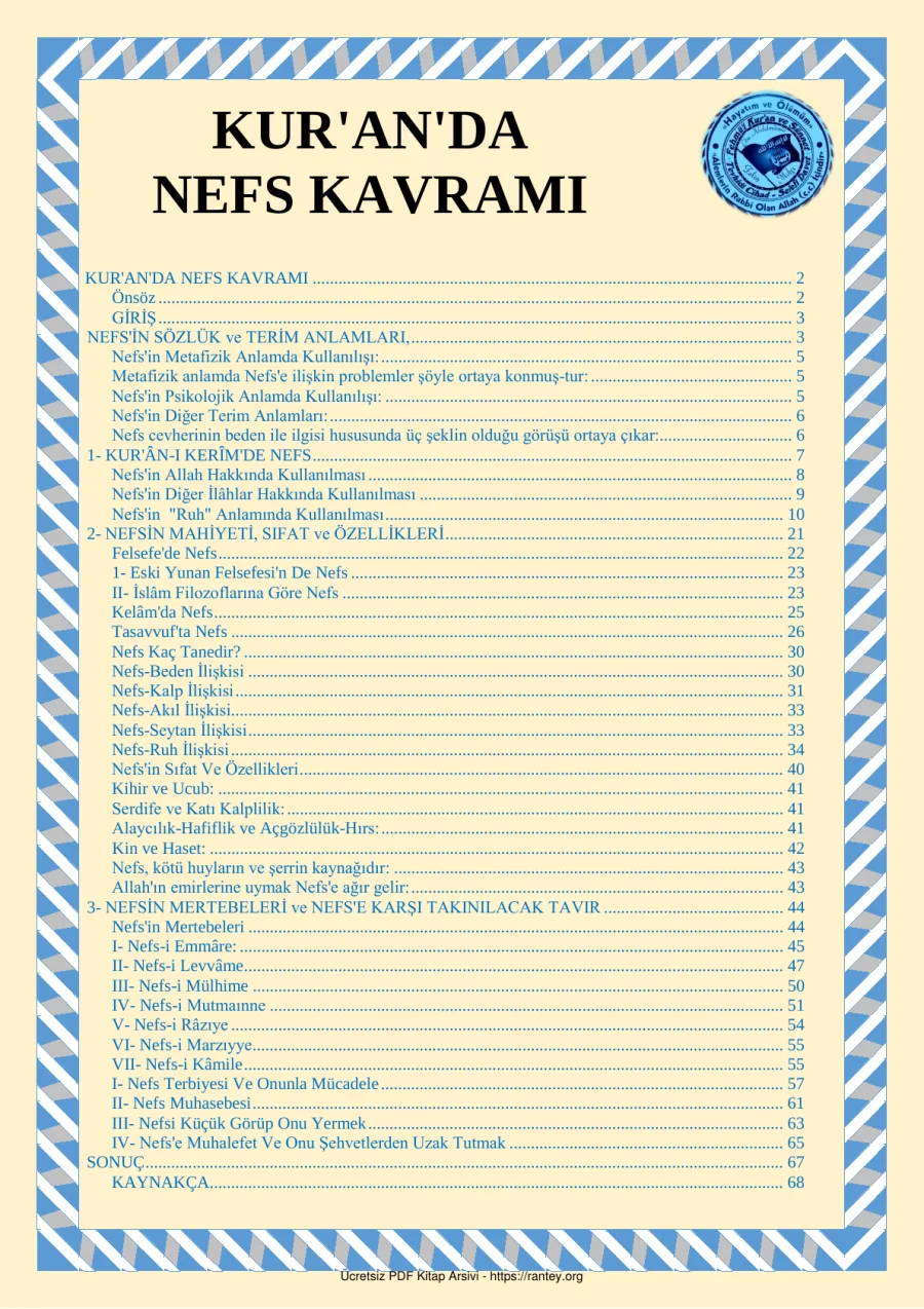 KURANDA NEFS KAVRAMI KAVRAMI Ebu Abdulmumin Tekin Mıhçı kapak görseli