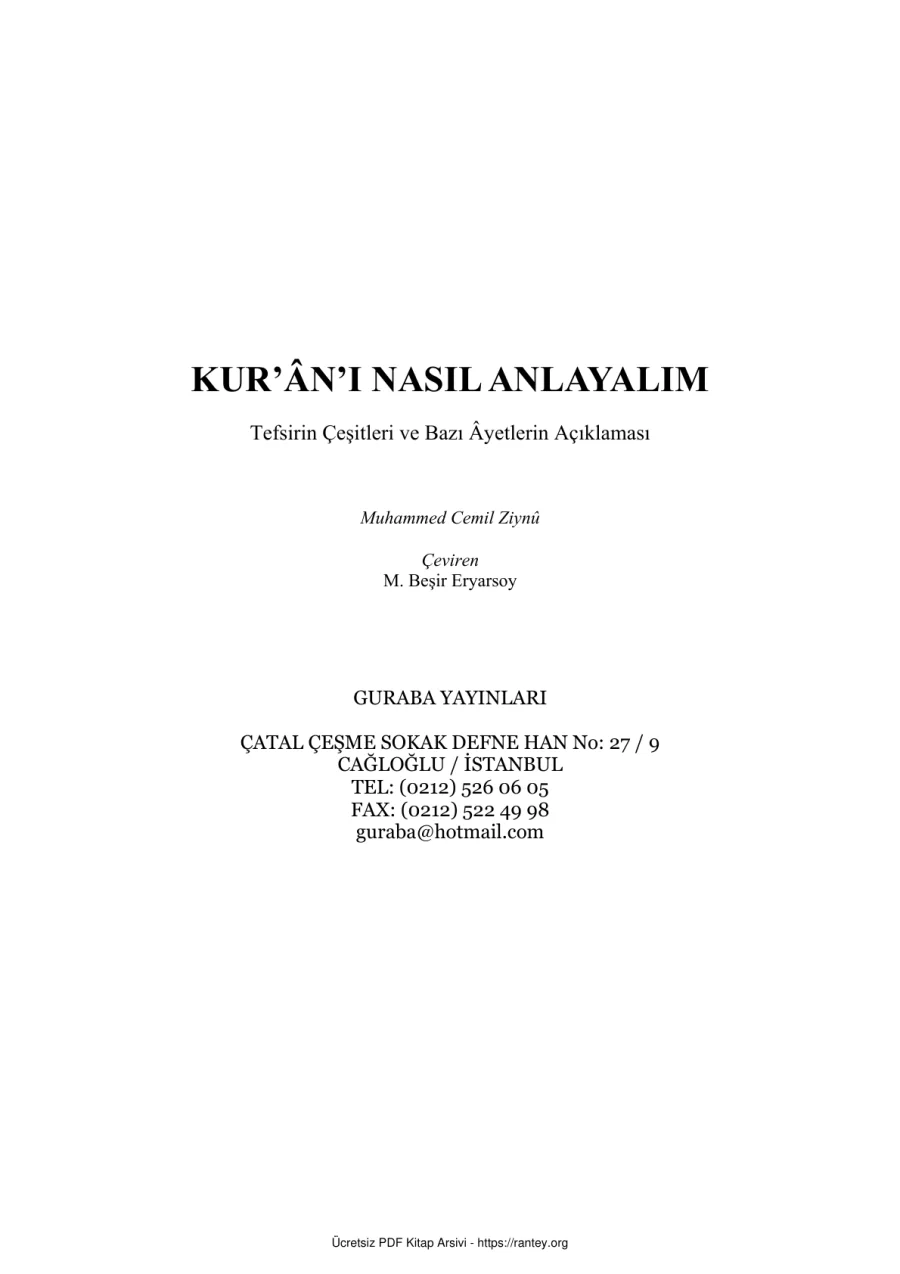 KURANI NASIL ANLAYALIM Muhammed Cemil Ziyn Ebu Abdulmumin Tekin Mıhçı kapak görseli