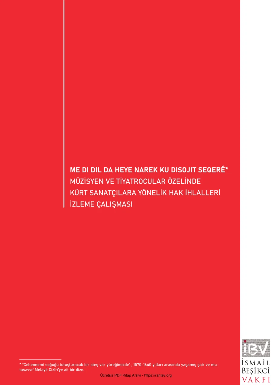 Kürt Sanatçılara Yönelik Hak ihlalleri İzleme Çalışması İsmail Beşikçi Vakfı Türkçe kapak görseli