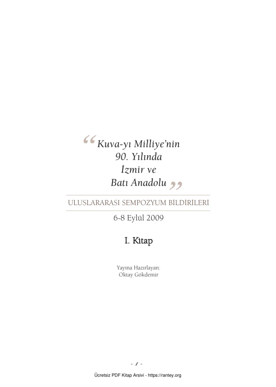 Kuvayı Milliyenin 90 Yılında İzmir ve Batı Anadolu I kapak görseli