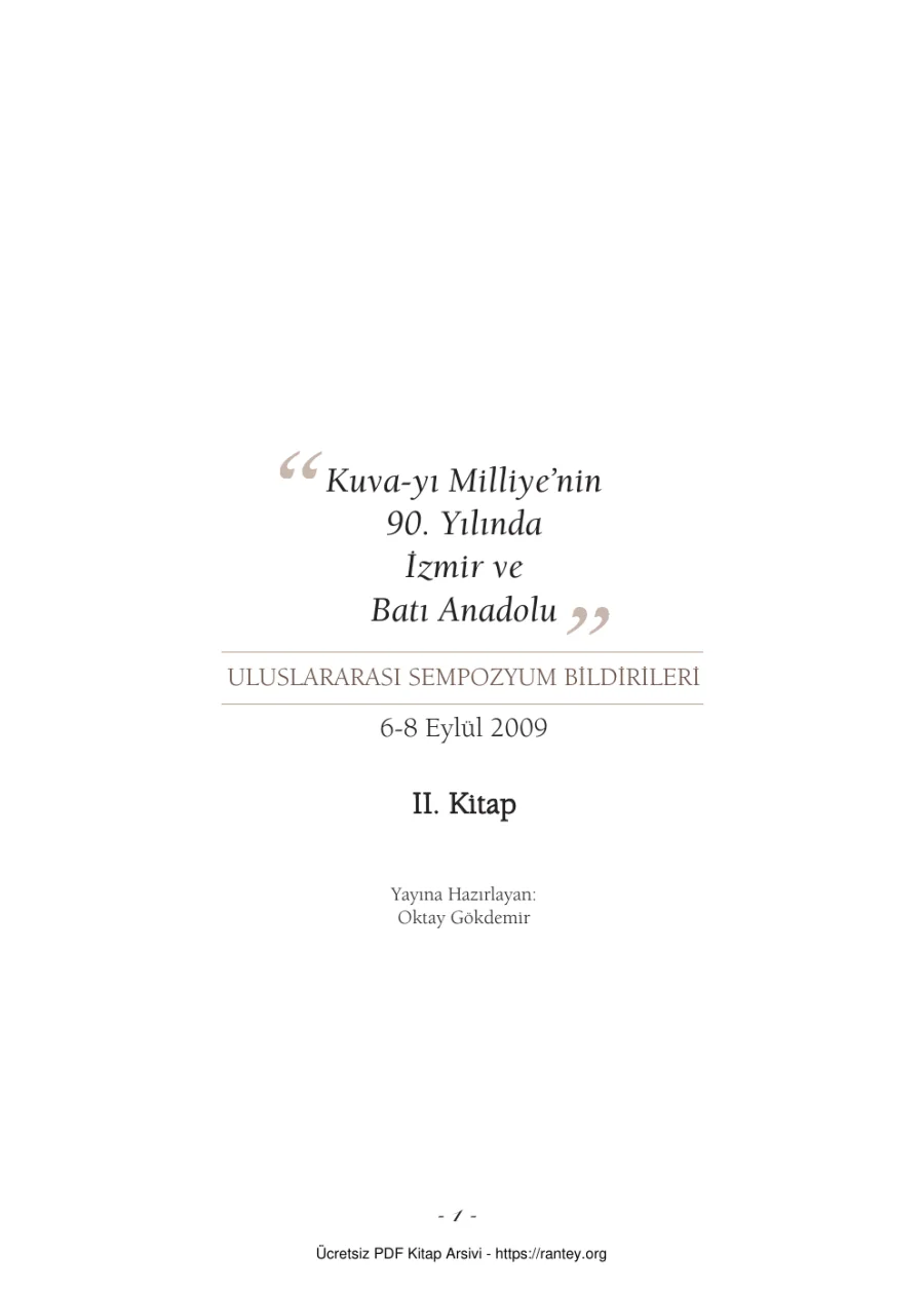 Kuvayı Milliyenin 90 Yılında İzmir ve Batı Anadolu II kapak görseli