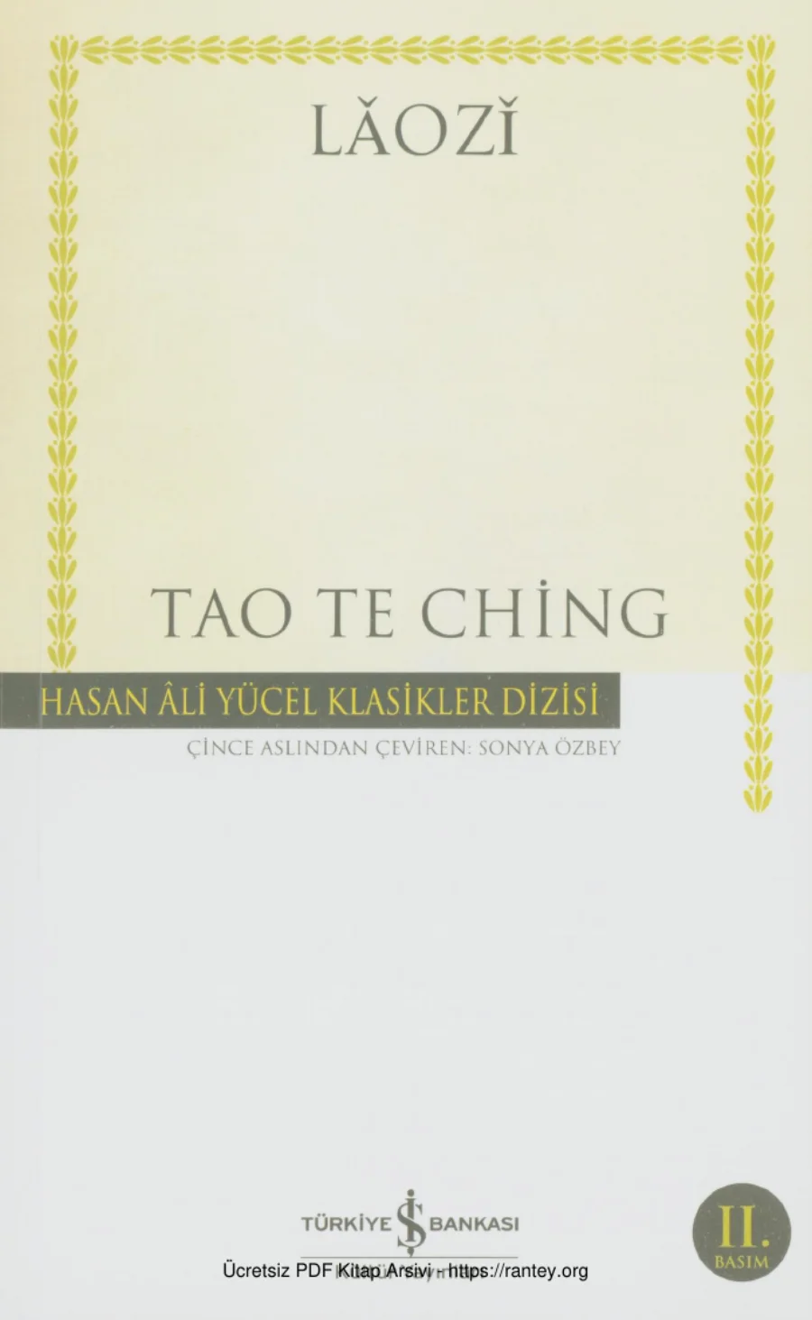 Laozi Tao Te Ching İş Banksı Yayınları kapak görseli