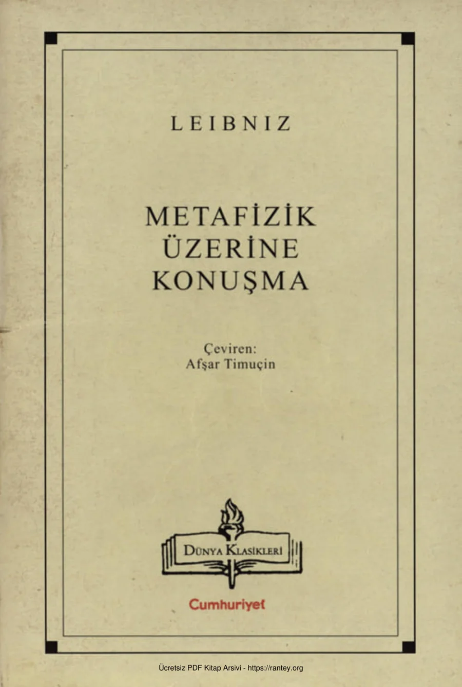 Leibniz Metafizik Üzerine Konuşma kapak görseli