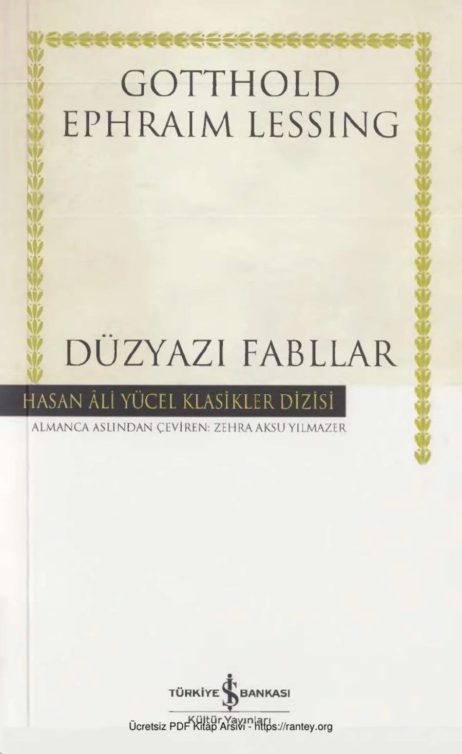 Lessing Düzyazı Fabllar kapak görseli