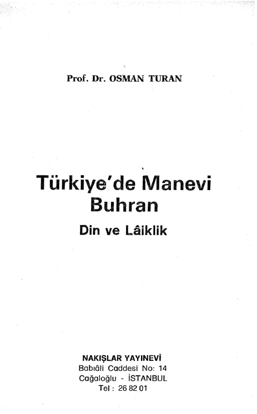 Manevi Buhran Din ve Laiklik kapak görseli