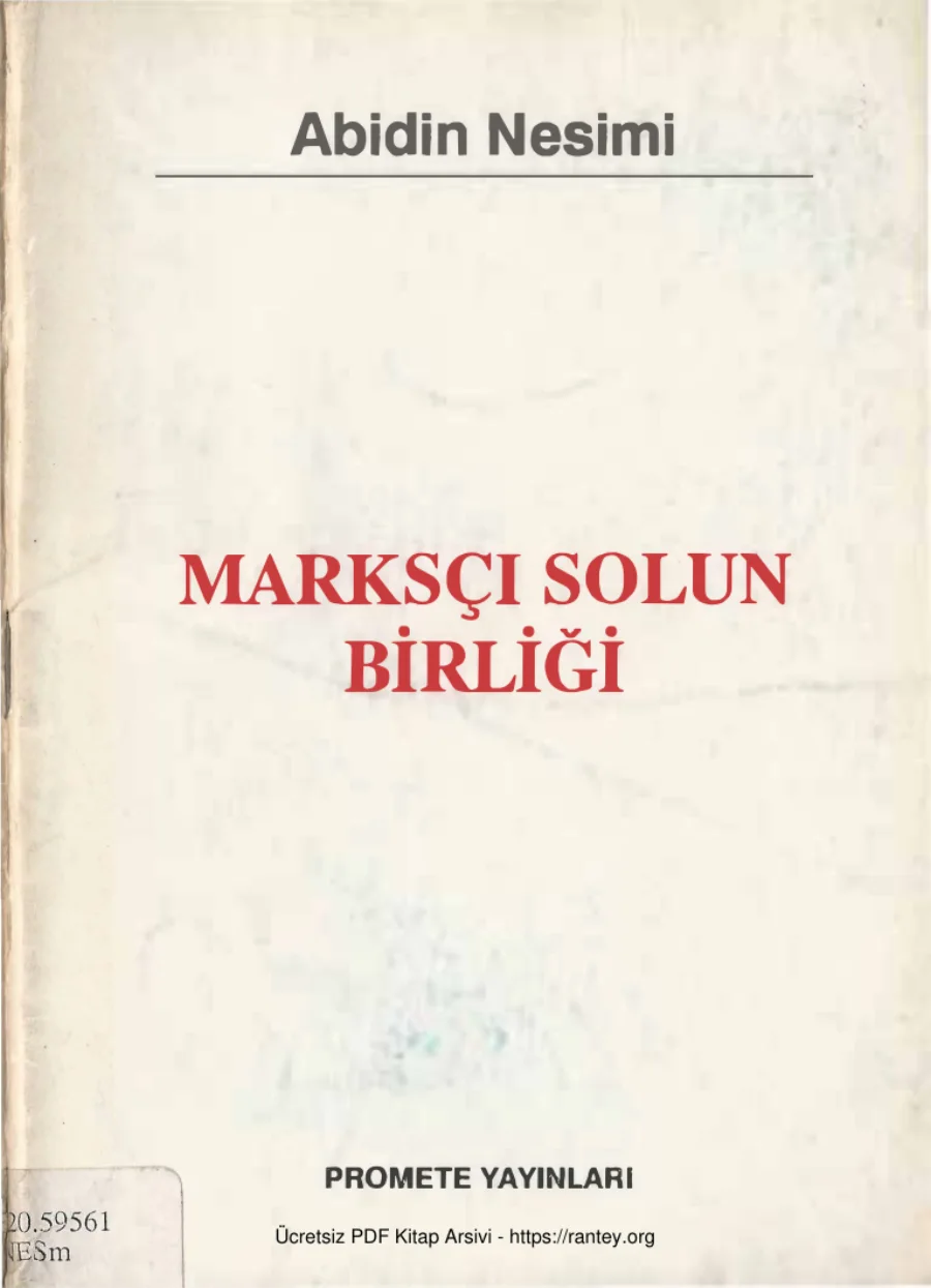 Marksçı Solun Birliği Promete Yayınları kapak görseli