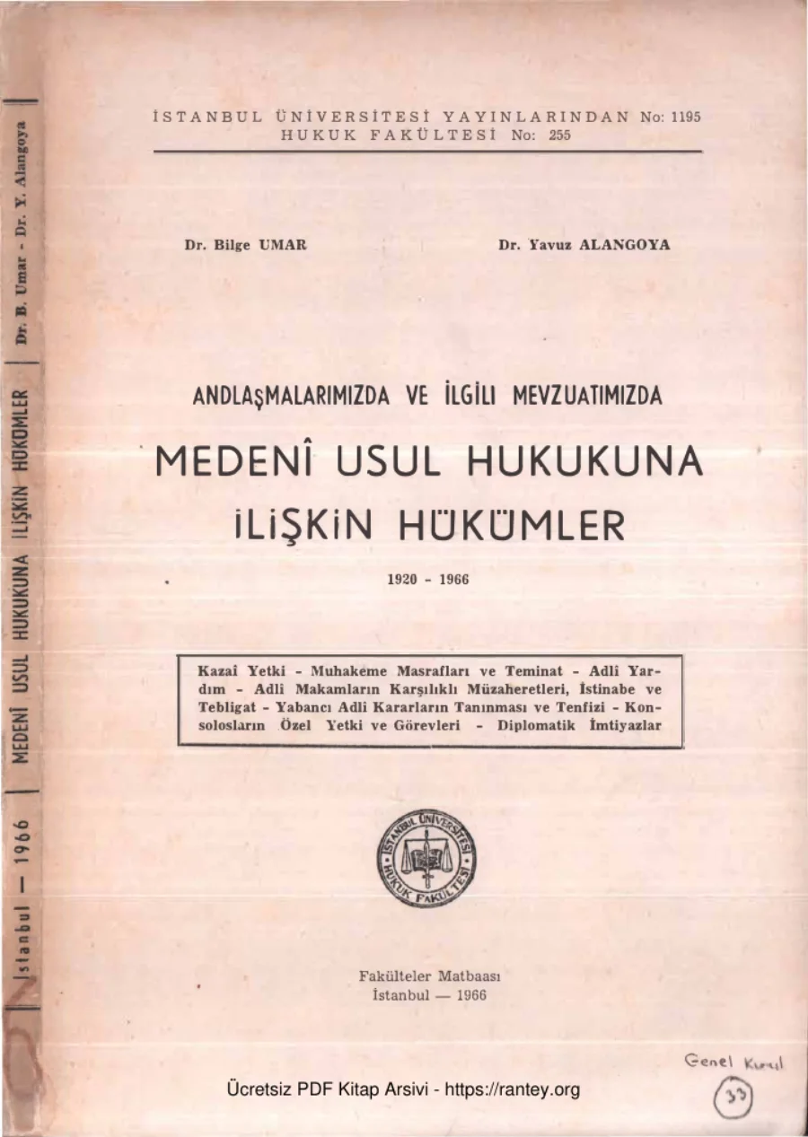 Medeni Usul Hukukuna İlişkin Hükümler 1920 1966 kapak görseli
