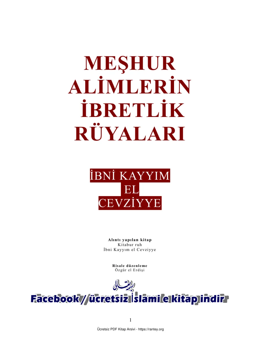 MEŞHUR ALİMLERİN İBRETLİK RÜYALARI İBN İ KAYYİM EL CEVZİYYE Ebu Abdulmumin Tekin Mıhçı kapak görseli