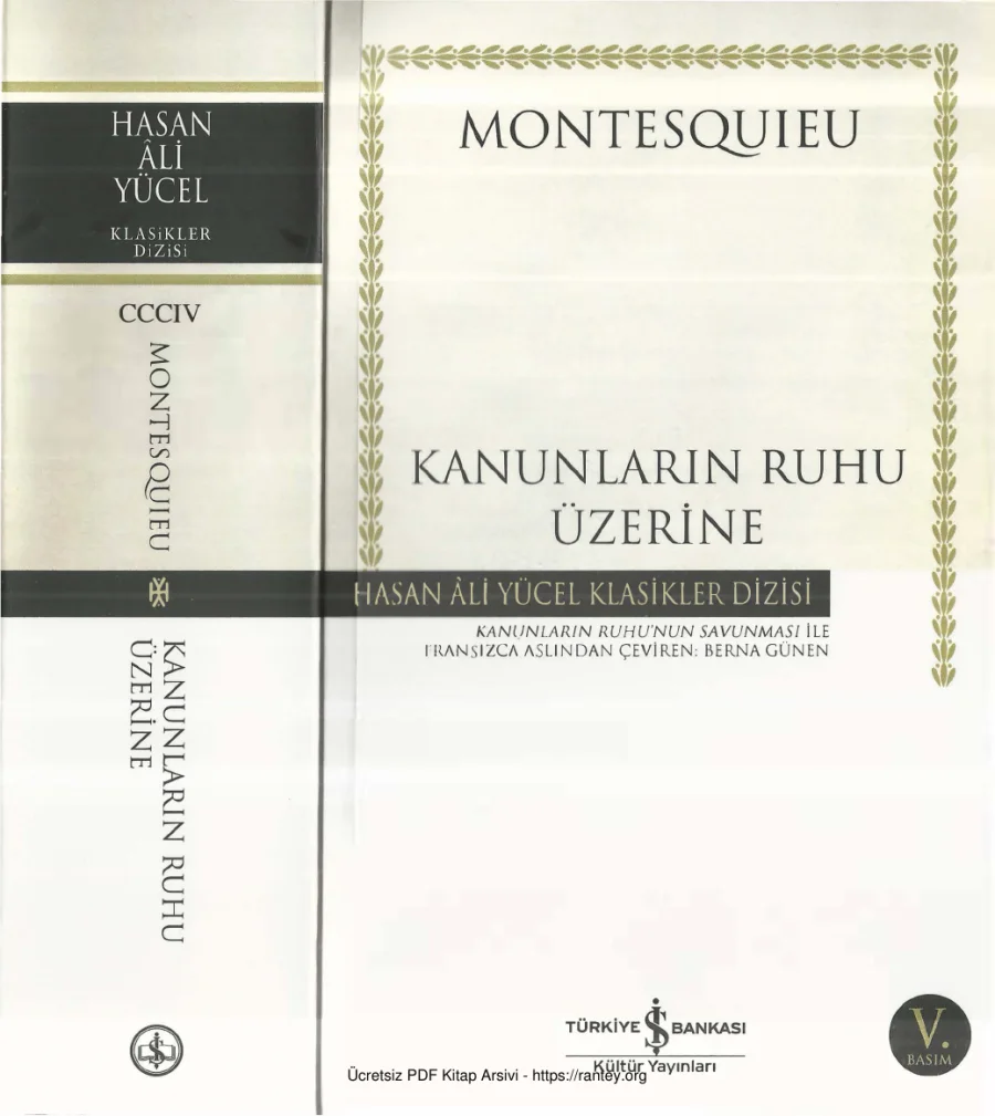 Montesquieu Kanunların Ruhu Üzerine kapak görseli