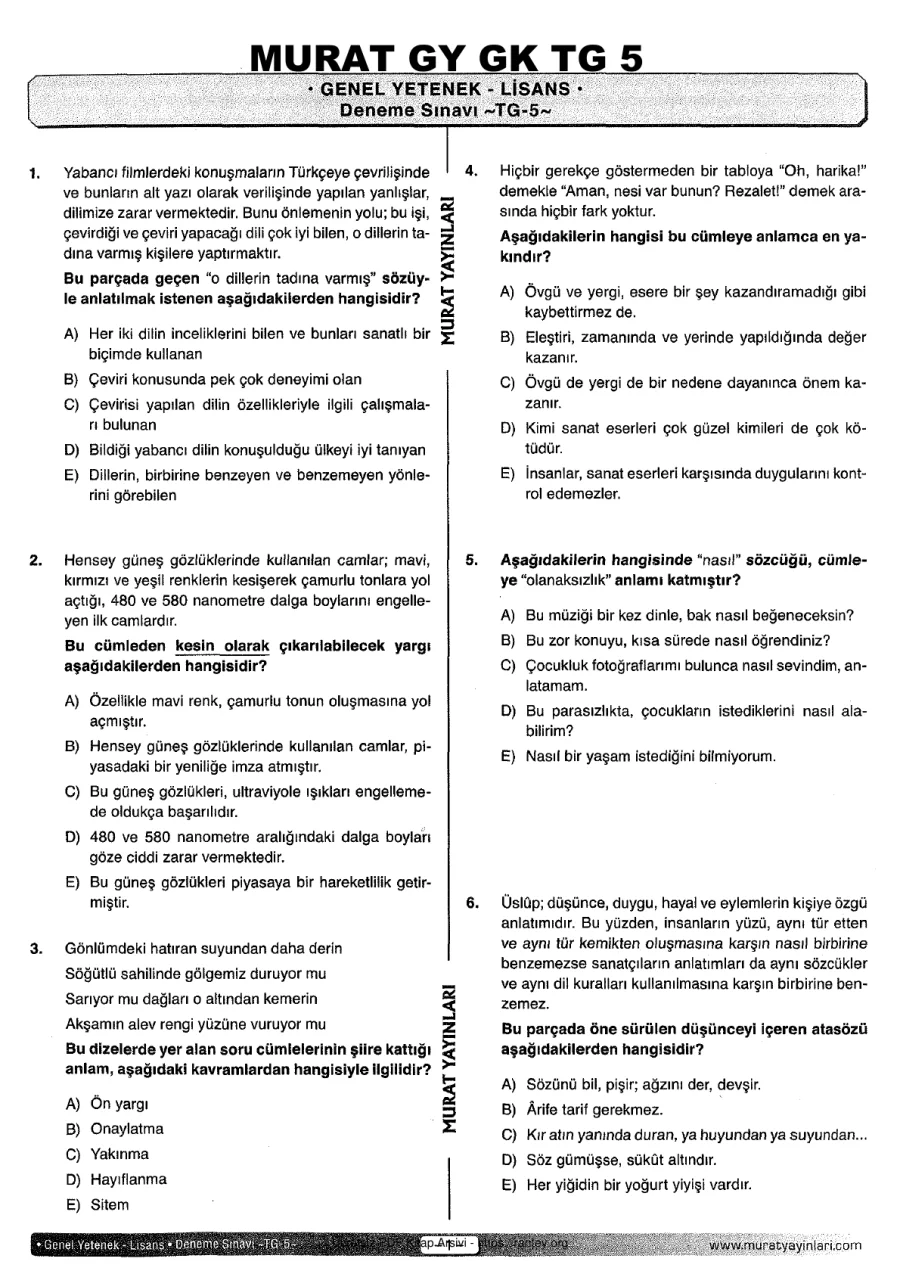 MURAT GY GK TG 5 kapak görseli