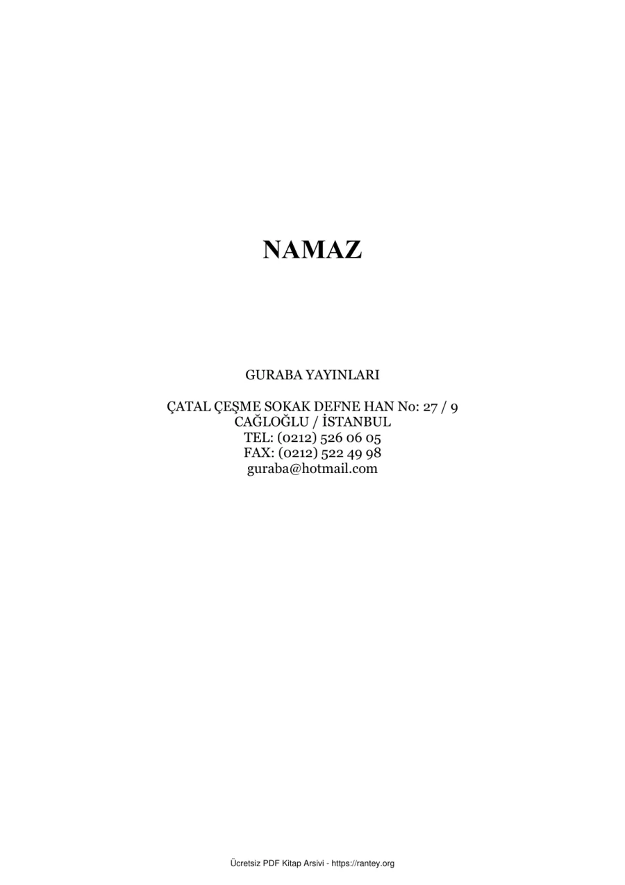 NAMAZ GURABA = Ebu Abdulmumin Tekin Mıhçı kapak görseli