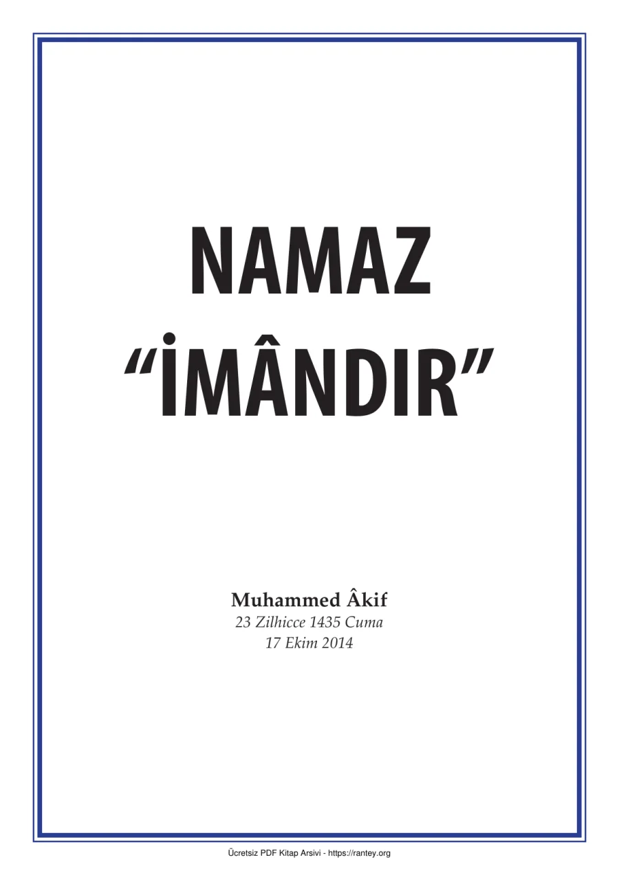 NAMAZ İMANDIR Ebu Abdulmumin Tekin Mıhçı kapak görseli
