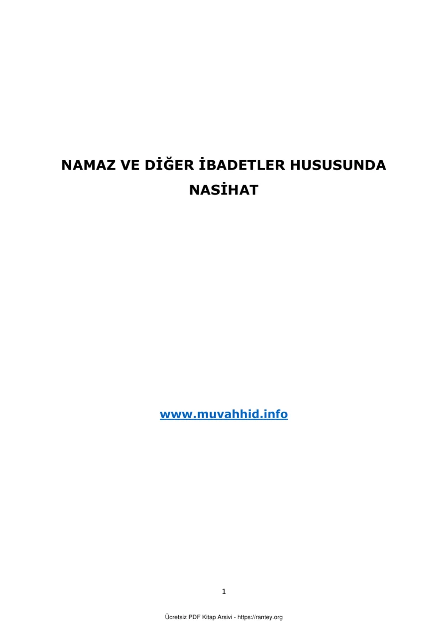NAMAZ VE DİĞER İBADETLER HUSUSUNDA NASİHAT Ebu Abdulmumin Tekin Mıhçı kapak görseli
