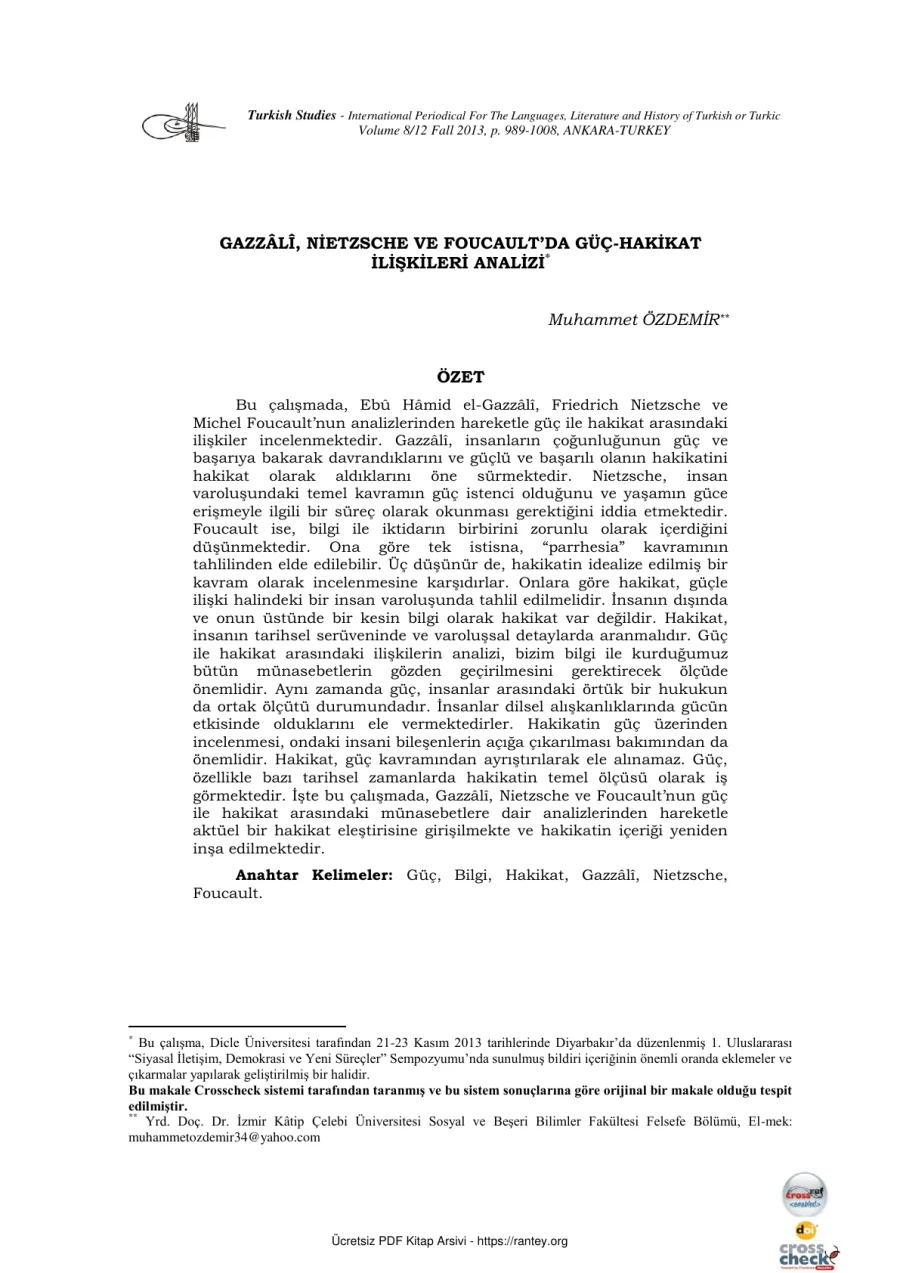 Nietzsche ve Foucaultda Güç Hakikat Ilişkileri Analizi kapak görseli
