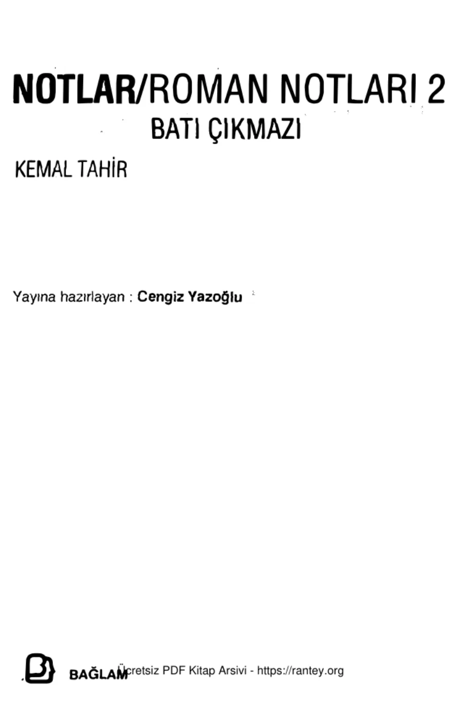 Notlar Roman Notları II Batı Çıkmazı kapak görseli