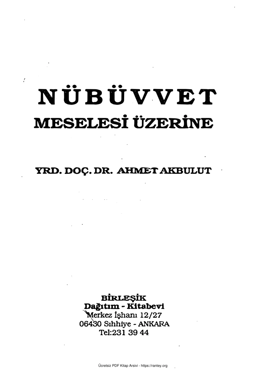 Nübüvvet Meselesi Üzerine Birleşik Yayınları kapak görseli