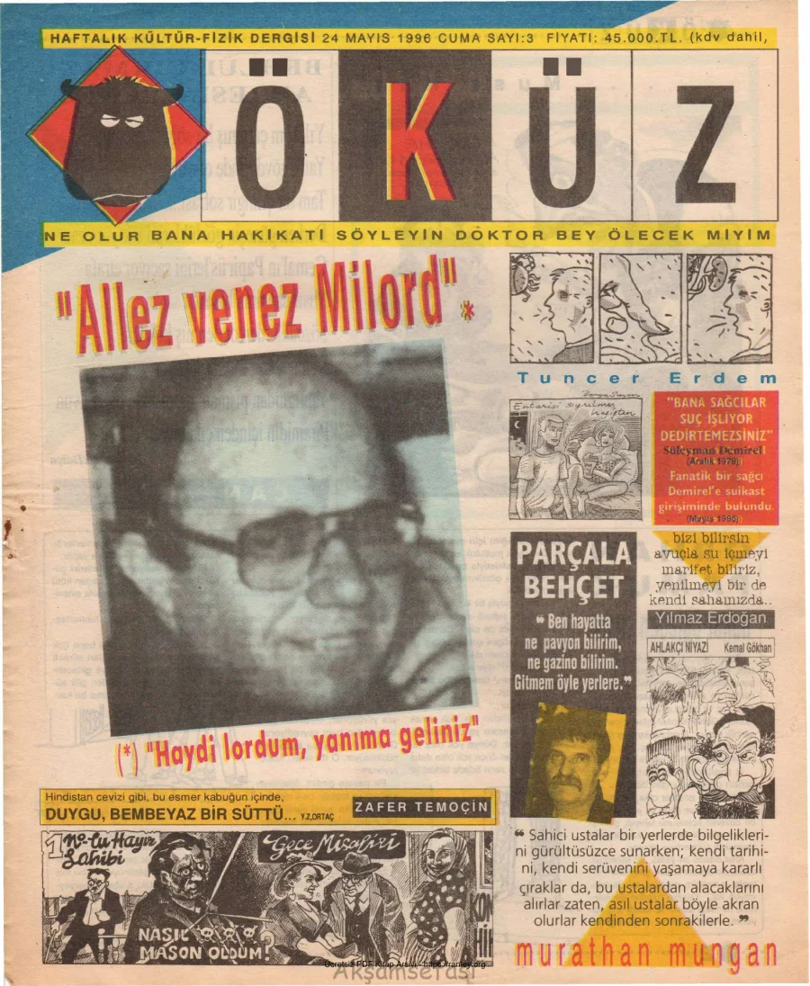 Öküz Sayı 03 24 Mayıs 1996 kapak görseli