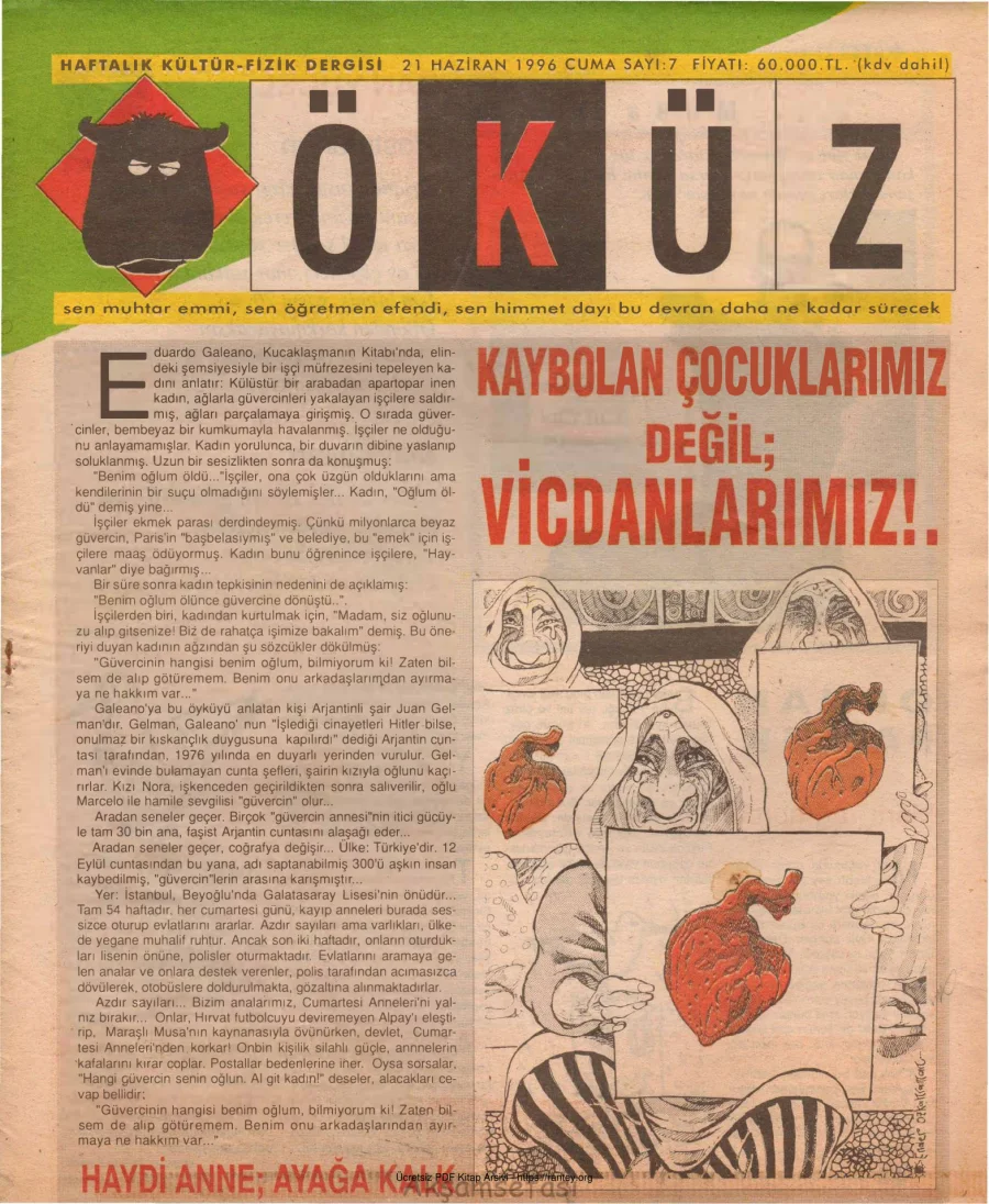 Öküz Sayı 07 21 Haziran 1996 kapak görseli