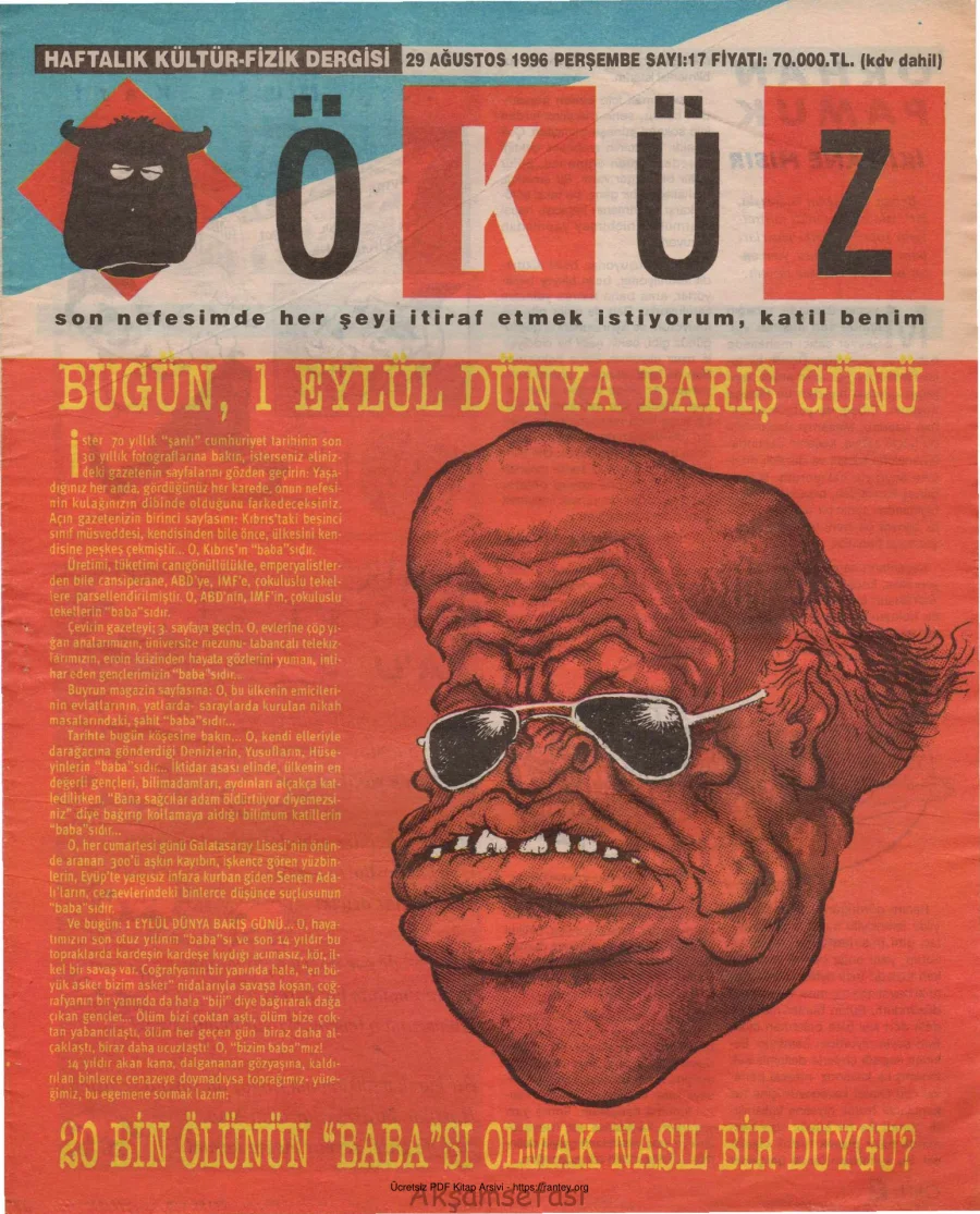 Öküz Sayı 17 29 Ağustos 1996 kapak görseli