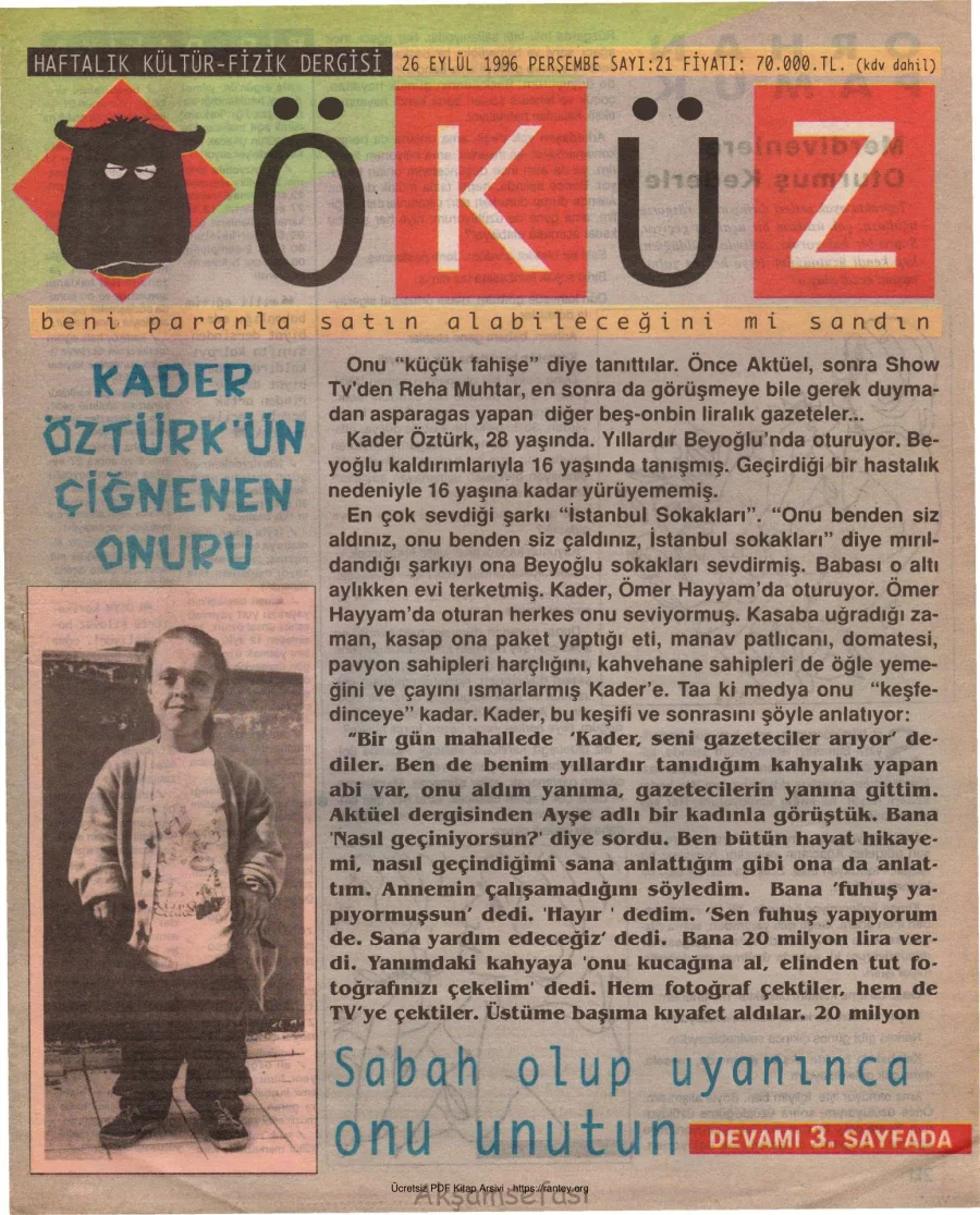 Öküz Sayı 21 26 Eylül 1996 kapak görseli