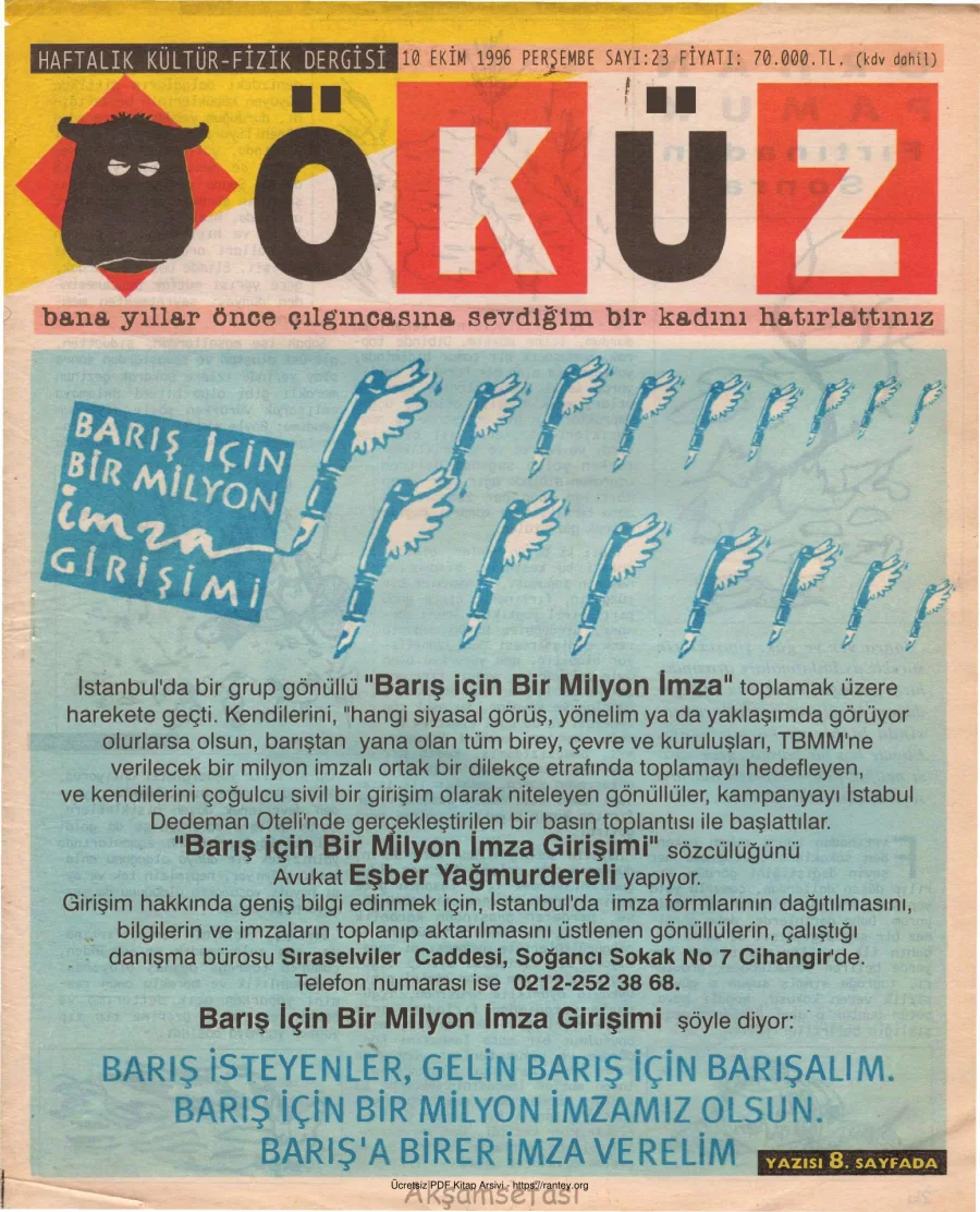 Öküz Sayı 23 10 Ekim 1996 kapak görseli